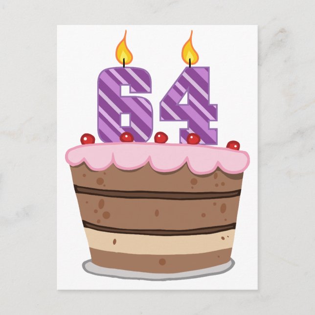 Cartão Postal 64 anos no Bolo de Aniversário (Frente)