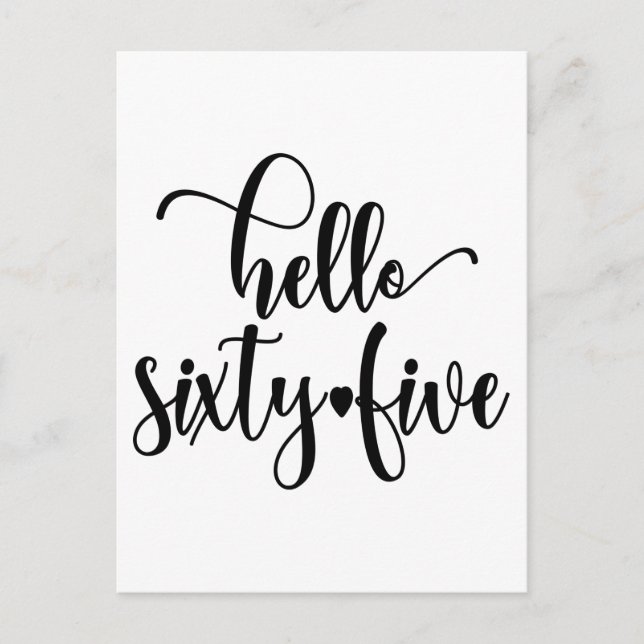 Cartão Postal 65º Aniversário Mulheres Alô 65 Cute 65 Anos (Frente)
