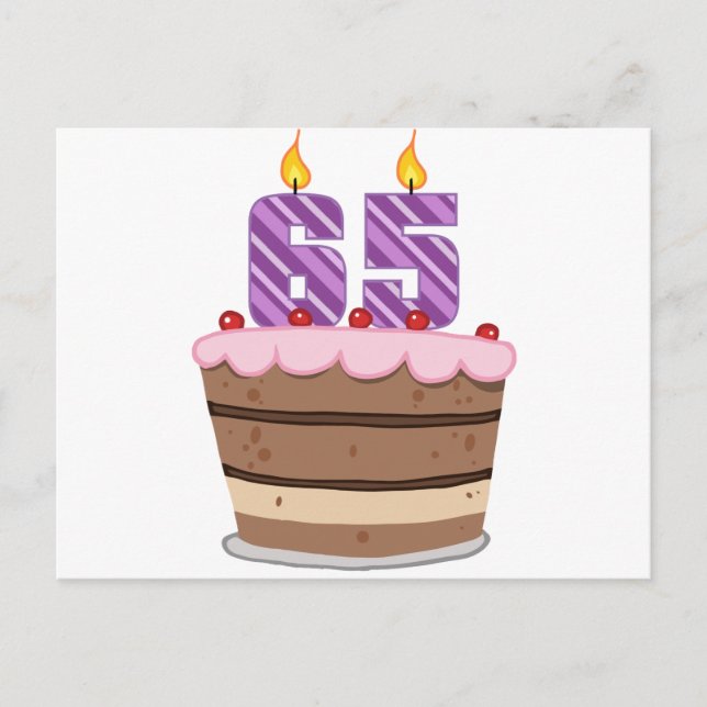 Cartão Postal 65 anos no Bolo de Aniversário (Frente)