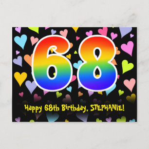 Cartão Postal 68º Aniversário: Padrão de Corações Divertidos, Ar