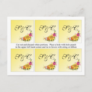 Cartão Postal 6 Etiquetas de Favor de Casamento de Buquê de Flor