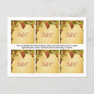Cartão Postal 6 Etiquetas de Favor de Casamento de Vinha