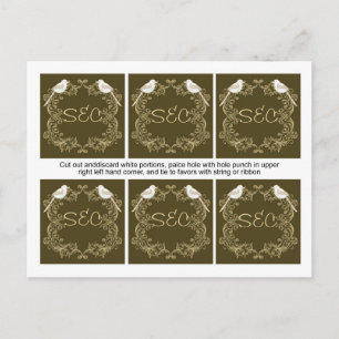 Cartão Postal 6 Pássaros Adoráveis Marrom/Creme Marcas Favorávei