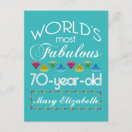 Cartão Postal 70 Aniversário Mais Fabuloso Gems Turquois Colorid