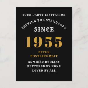 Cartão Postal 70 Birthday 1955 Dourado Negro