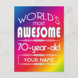 Cartão Postal 70 Birthday Worlds Melhor Arco-Íris Fabuloso