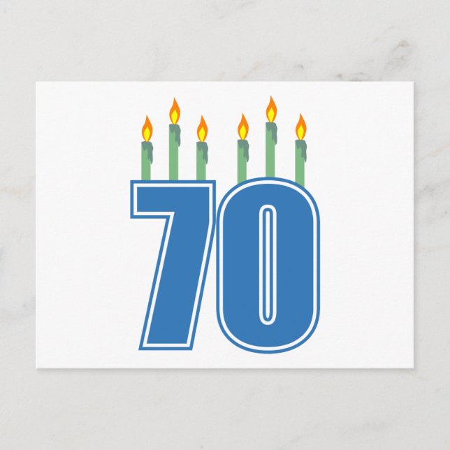 Cartão Postal 70 Velas de Aniversário (Azul / Verde) (Frente)