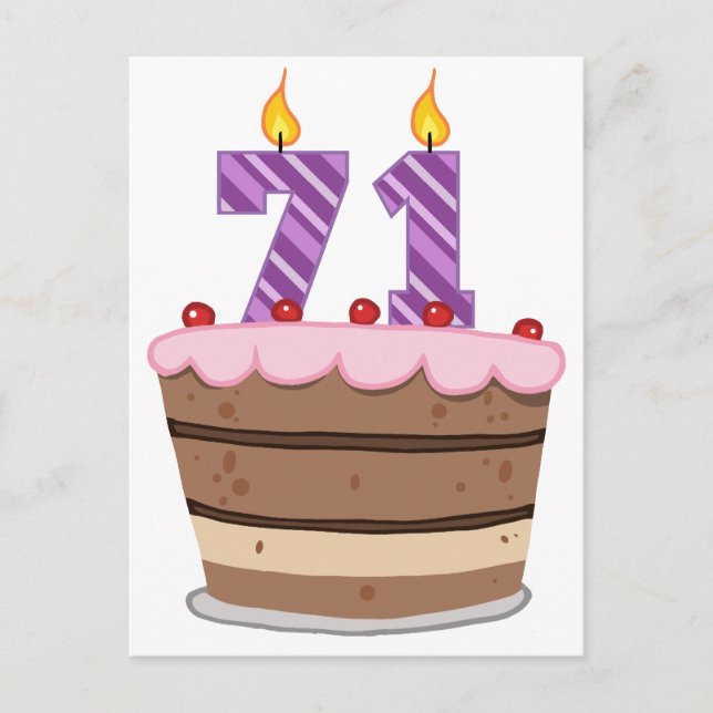 Cartão Postal 71 anos de idade no Bolo de Aniversário (Frente)