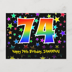 Cartão Postal 74º Aniversário: Padrão de Estrelas Divertidas, Ar