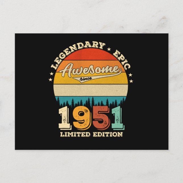 Cartão Postal 74 Anos de Idade Aniversário 1951 Incrível Present (Frente)