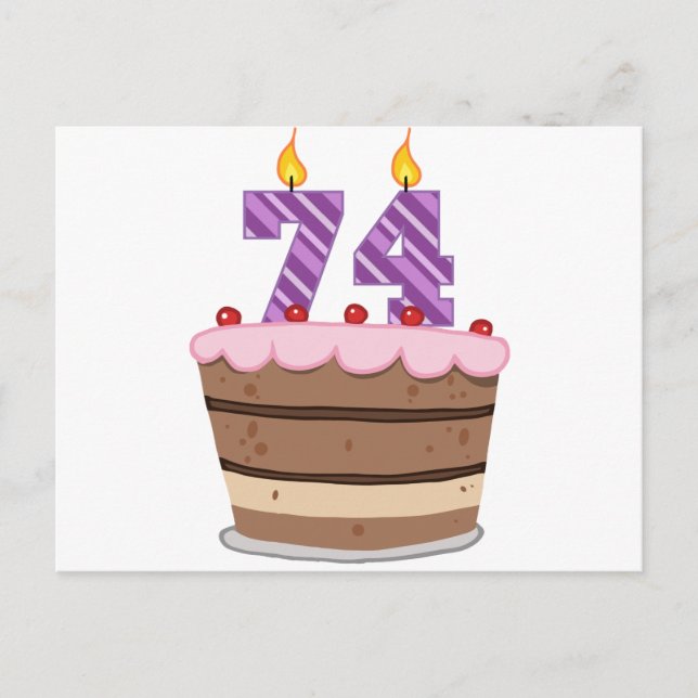 Cartão Postal 74 anos no Bolo de Aniversário (Frente)