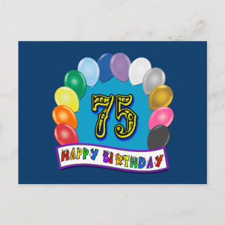 Cartão Postal 75º aniversário Ofertas com Design de Balões Assor