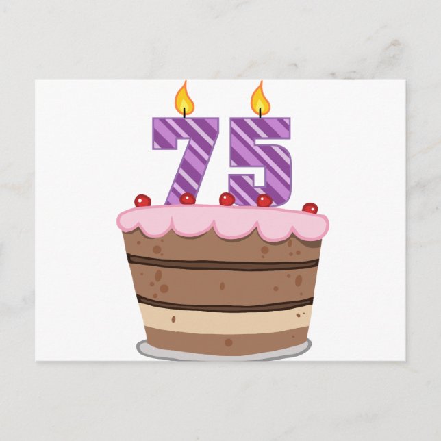 Cartão Postal 75 anos no Bolo de Aniversário (Frente)