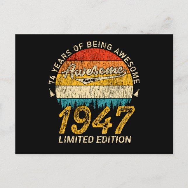 Cartão Postal 78 Anos de Idade 1947 Retro Incrível Presente de A (Frente)