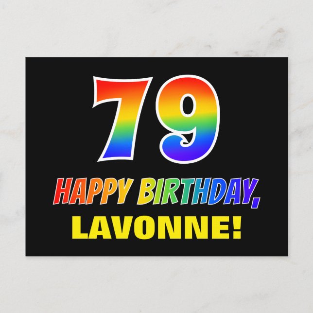 Cartão Postal 79º aniversário: Negrito, Divertido, Simples, Arco (Frente)