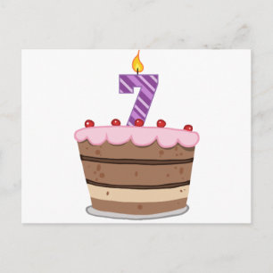 Cartão Postal 7 anos no Bolo de Aniversário