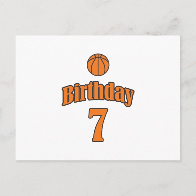 Cartão Postal 7 de Aniversário de Basquete Menino Engraçado Pres (Frente)