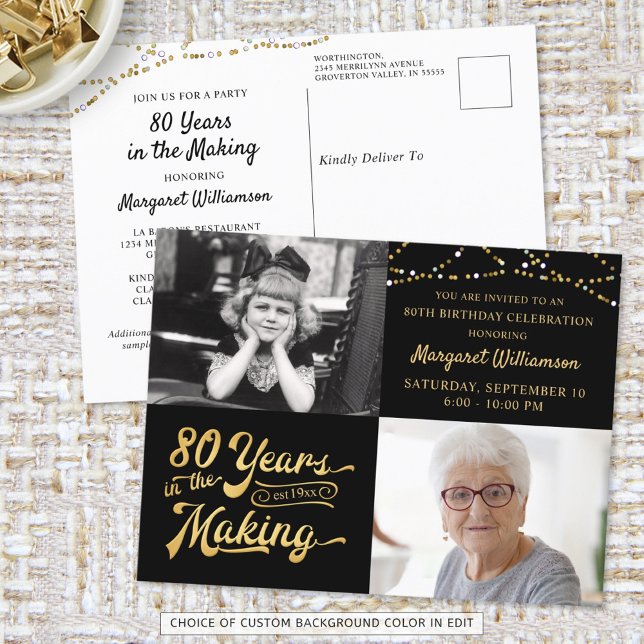 Cartão Postal 80 Birthday 2 Fotos de Anos Retroativos no Fazer (Criador carregado)