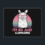 Cartão Postal 82nd Birthday Llamazing Llama 82 Year Old Birthday<br><div class="desc">Retro Vintage Style Birthday Gift Design Perfect To Pair With Shorts,  Leggings Or Jeans For A Casual Yet Trendy Look. Humorous Funny Humor Birthday Gift Outfit For Family Member,  Loved One Or Yourself. Matches Loads Of Clothes. GET YOURS TODAY!</div>
