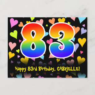 Cartão Postal 83º Aniversário: Padrão de Corações Divertidos, Ar