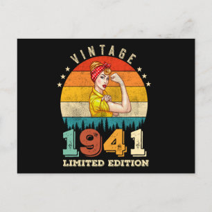 Cartão Postal 84 Aniversário 1941 Vintage 84º Aniversário Mulher