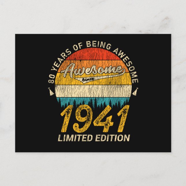 Cartão Postal 84 Anos de Idade Retro Incrível Presente de Aniver (Frente)