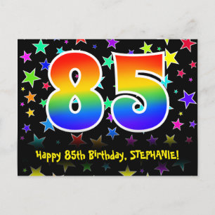 Cartão Postal 85º Aniversário: Estrelas Divertidas, Arco-íris 85