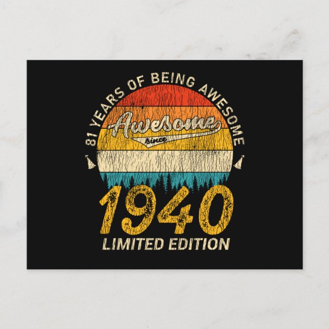 Cartão Postal 85 anos de idade 1940 Retro Incrível 85º presente  (Frente)