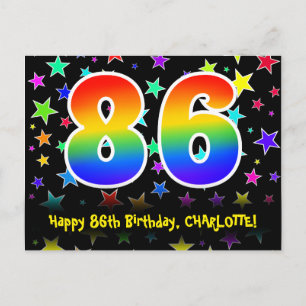 Cartão Postal 86º Aniversário: Padrão de Estrelas Divertidas, Ar