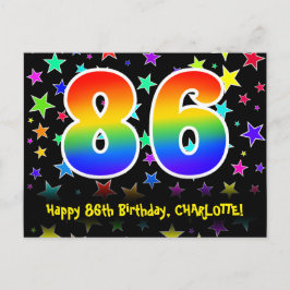 Cartão Postal 86º Aniversário: Padrão de Estrelas Divertidas, Ar
