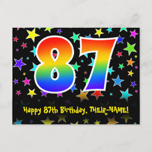 Cartão Postal 87º Aniversário: Padrão de Estrelas Divertidas, Ar
