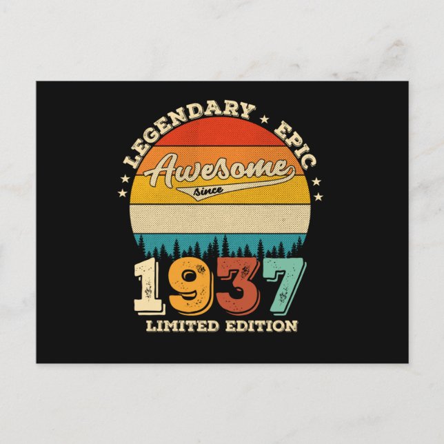 Cartão Postal 88 Anos de Idade Aniversário 1937 Incrível Present (Frente)