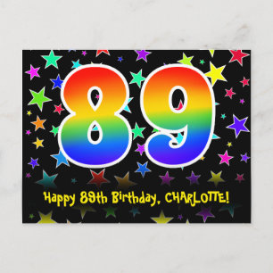 Cartão Postal 89º Aniversário: Padrão de Estrelas Divertidas, Ar