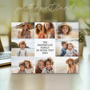 Cartão Postal 8 Colagem de Fotos - Texto Personalizado - Fundo B