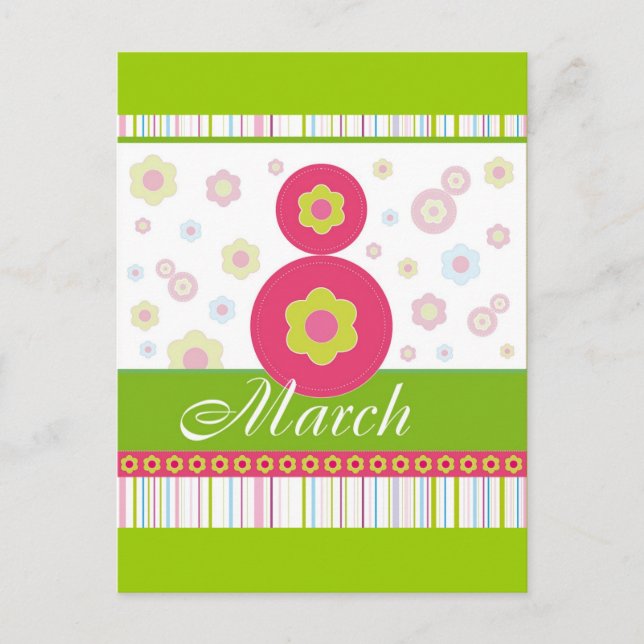 Cartão Postal 8 de março Dia Internacional da Mulher (Frente)