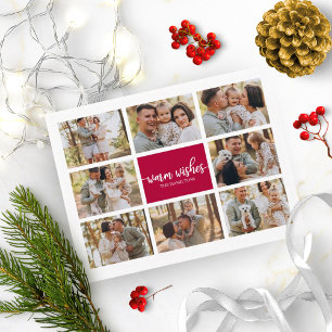 Cartão Postal 8 Fotos Desejos Quentes Colagem Moderna Natal