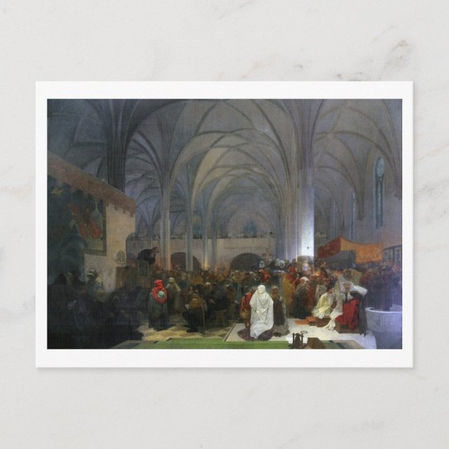 Cartão Postal #8 Mestre Jan Hus pregando na Capela de Belém (Frente)