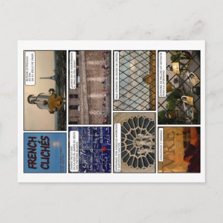 Cartão Postal 8 postales "French Clichés" con poema en Francés