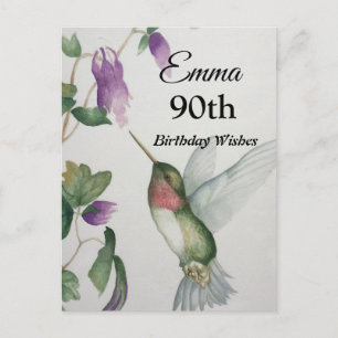 Cartão Postal 90º Jardim de Beija-flores Feliz Aniversário Cartã