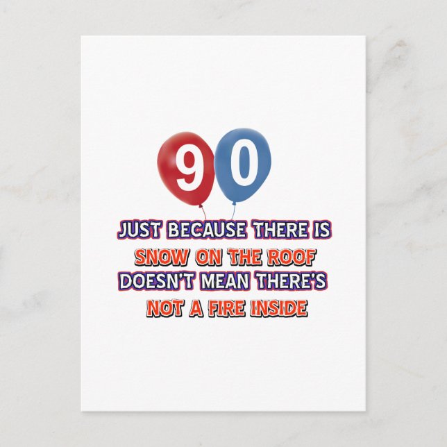 Cartão Postal 90 ano de neve nos designs de aniversário do telha (Frente)