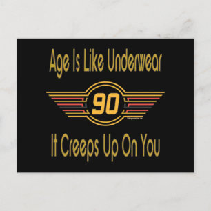 Cartão Postal 90 de Aniversário Engraçado Presente. A idade é co