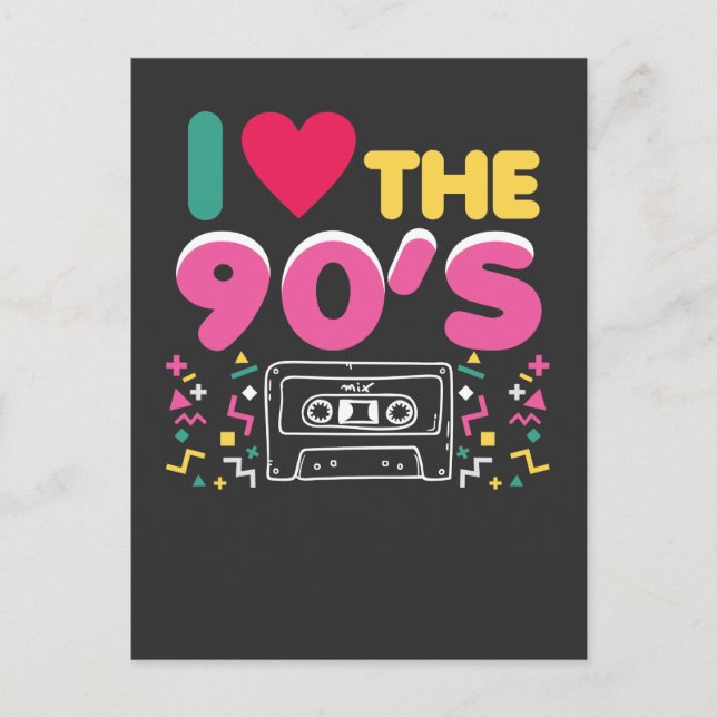 Cartão Postal 90er Outfit I Love the 90s Retro OldSchool (Frente)