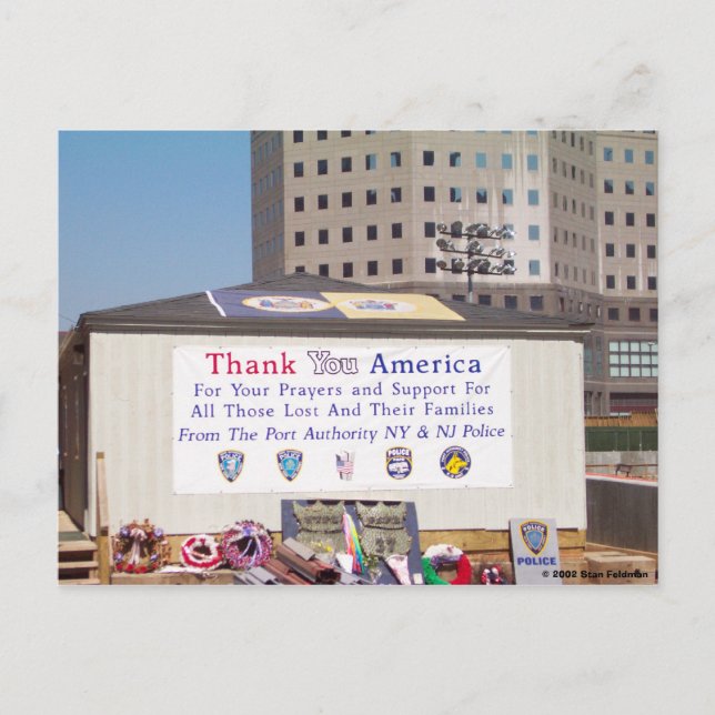 Cartão Postal 911 Ground Zero Obrigado América (Frente)