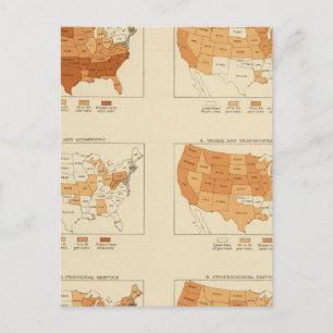 Cartão Postal 91 Proporções em profissões 1900