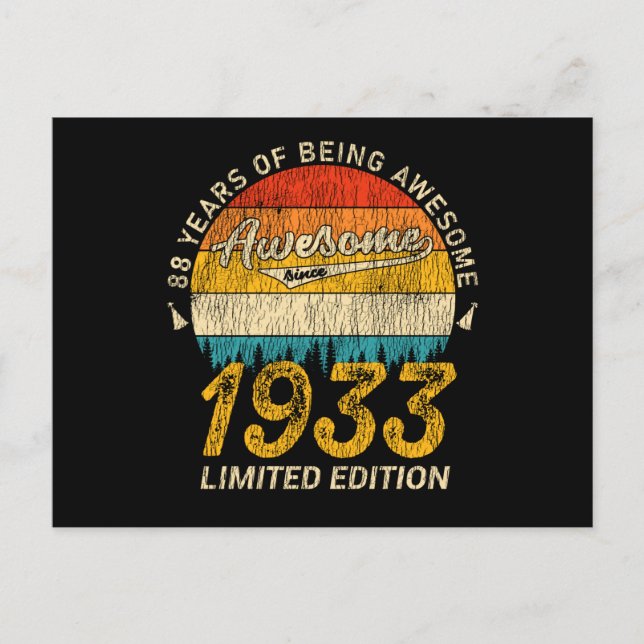 Cartão Postal 92 Aniversário 1933 Incrível Presente de 92º Anive (Frente)