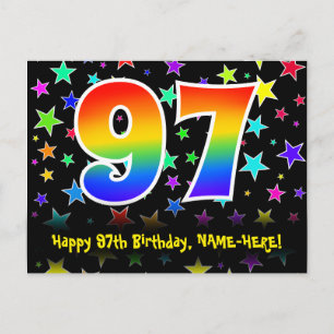 Cartão Postal 97º Aniversário: Padrão de Estrelas Divertidas, Ar