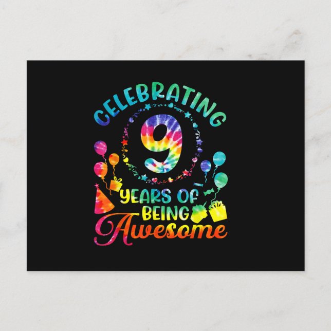 Cartão Postal 9 anos sendo incrível 9.º presente de aniversário (Frente)