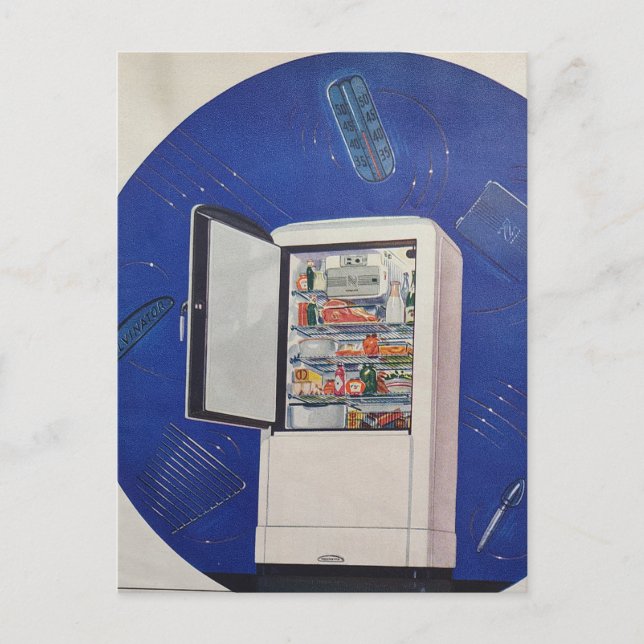 Cartão Postal A 1930s era refrigerator ad (Frente)