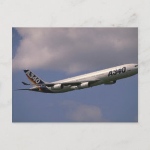 Cartão Postal A-340 airbus, avião europeu
