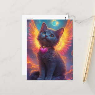 Cartão Postal A Adorável Cinza Angel Kitten